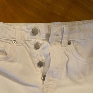 High waisted white denim shorts